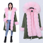 Maomaokong Winter Woman Natural Fur Overcoat Plus Size Black Parkas Raccoon Real Fur Lining Extra Larg Warm Jacket Coats Long