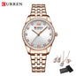 CURREN Luxury Watch Women Ring Necklace Earrings Rhinestone Fashion Wristwatch Female Casual Ladies Watches Bracelet 5PCS Set