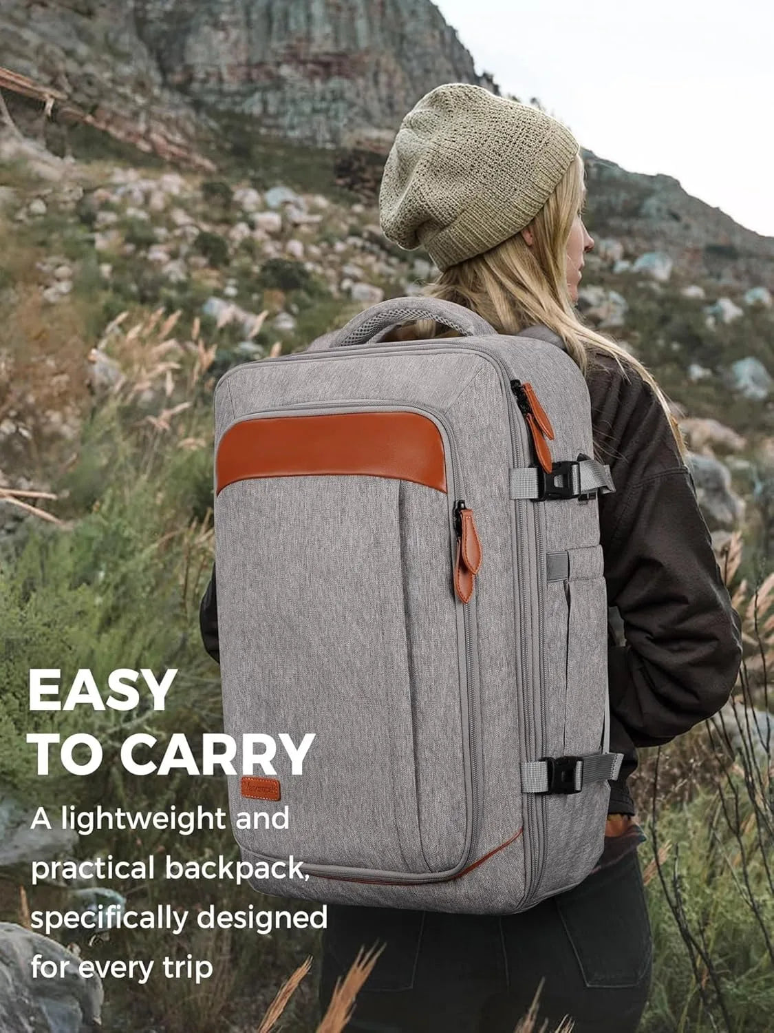 Mochila de viaje con puerto de carga USB, múltiples bolsas organizadoras y compartimento para zapatos, mochila de equipaje de gr