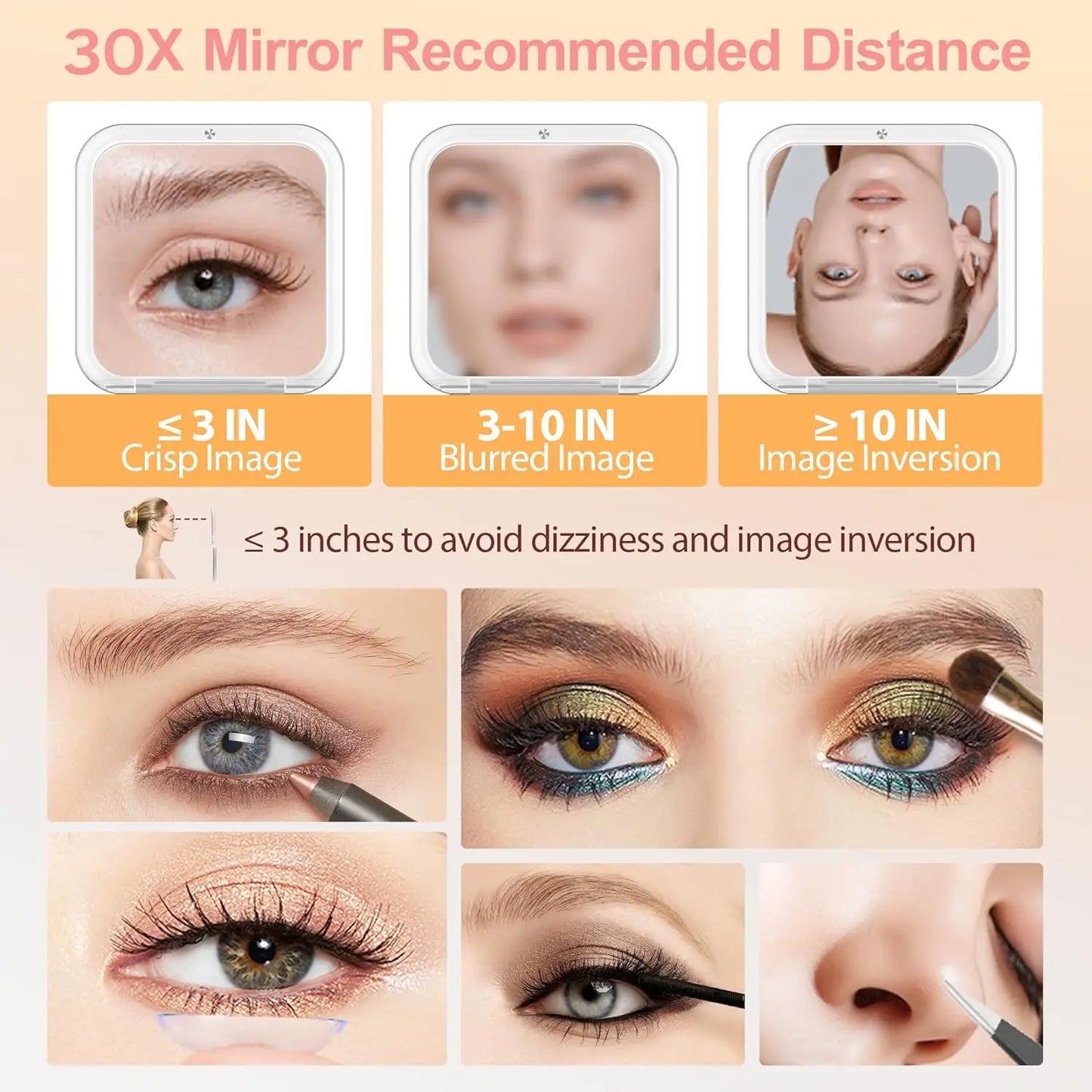 Compact Makeup Mirror with 30X Magnifying Travel Folding Pocket Cosmetic Mirror 30X Magnification Essentials Present for Girls