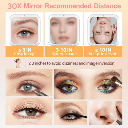 Compact Makeup Mirror with 30X Magnifying Travel Folding Pocket Cosmetic Mirror 30X Magnification Essentials Present for Girls