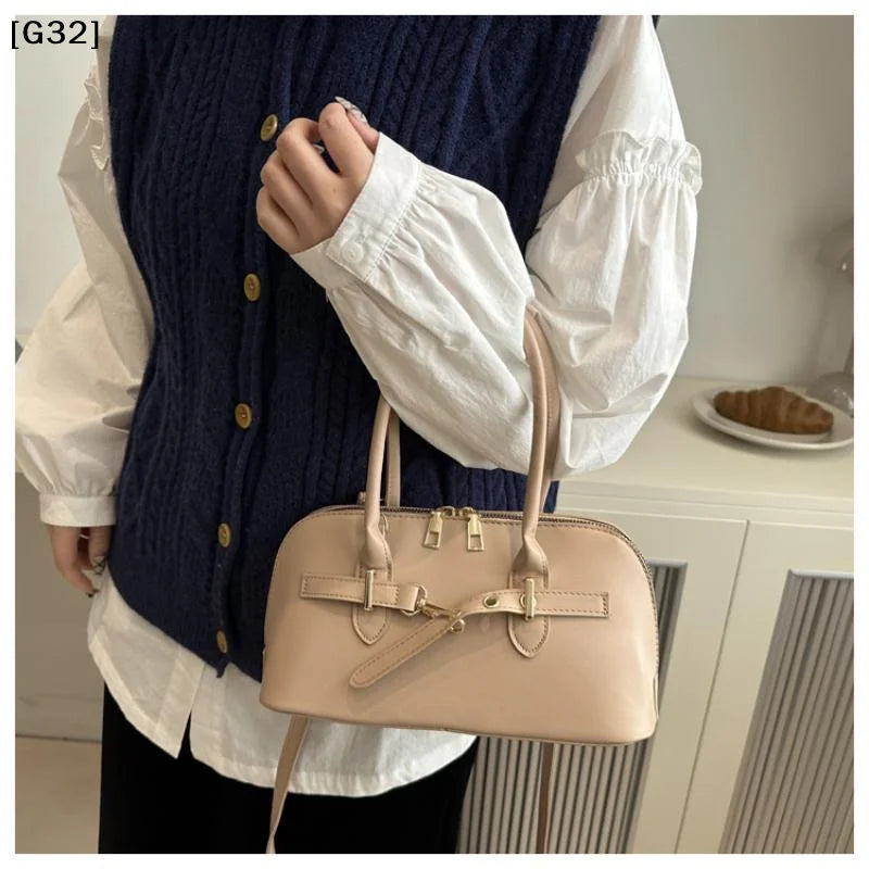 Women's Fashionable Handbag Retro Style Crossbody Bag For Commuting Soft PU Shoulder Bag[G32]