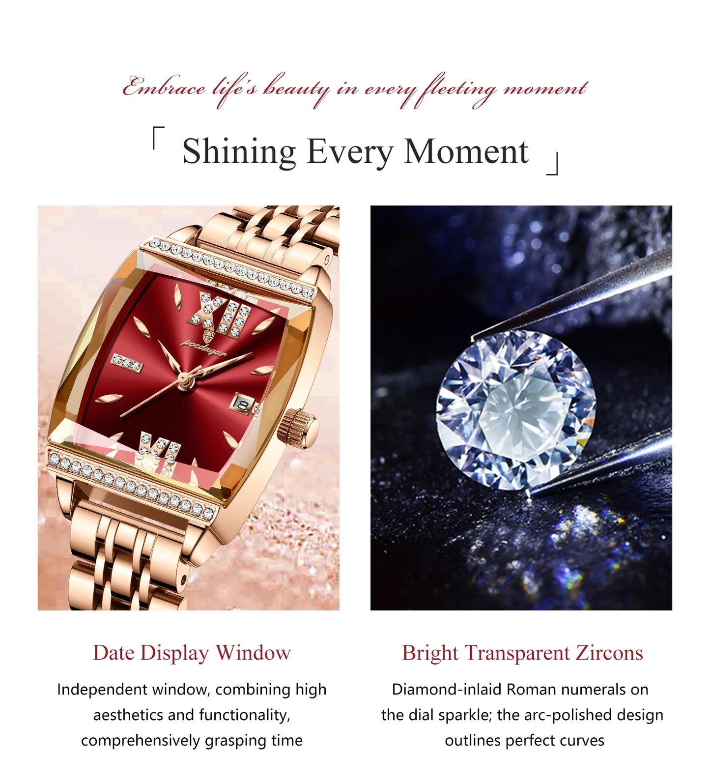 POEDAGAR Elegant Woman Watches High Quality Date Waterproof Luxury Ladies Watch Stainless Steel Casual Quartz Women's Wristwatch