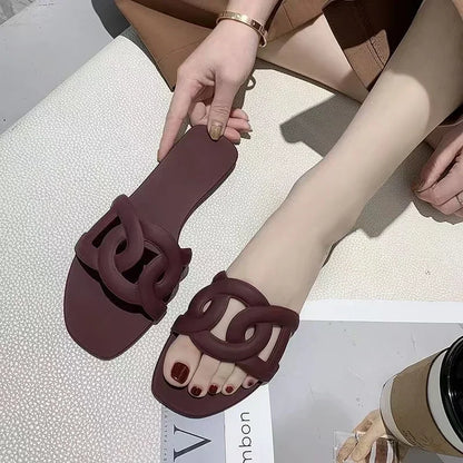 Woman Flat Slippers Candy Color Sandals