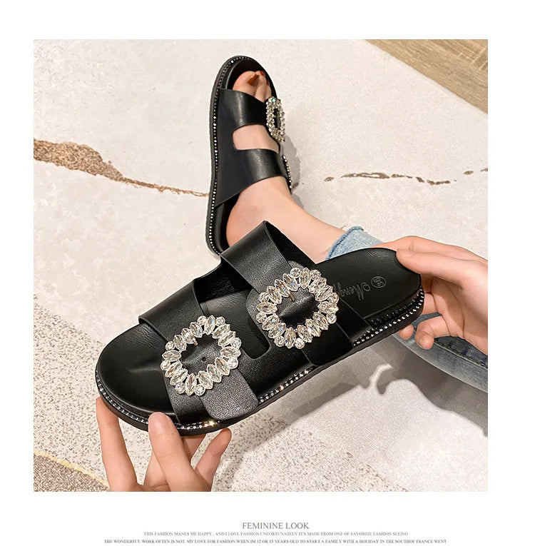 2026 Brand Rhinestone Buckle Sandals