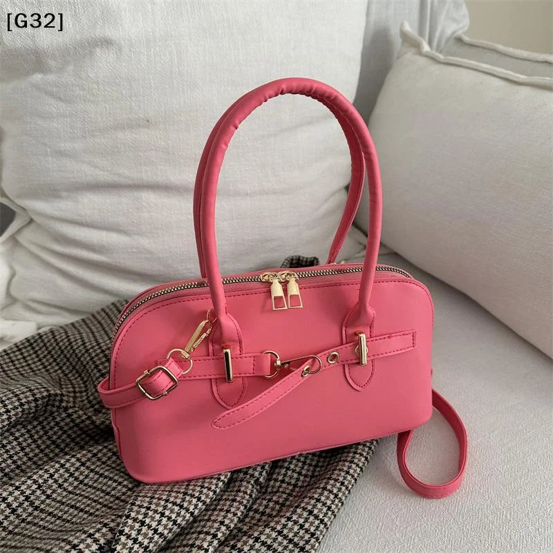 Women's Fashionable Handbag Retro Style Crossbody Bag For Commuting Soft PU Shoulder Bag[G32]