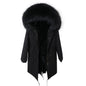Maomaokong Winter Woman Natural Fur Overcoat Plus Size Black Parkas Raccoon Real Fur Lining Extra Larg Warm Jacket Coats Long