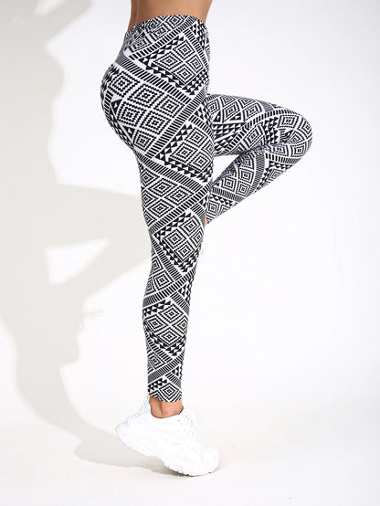 Autumn Winter 1PACK Women's Block Pattern Sexy Tight Legging Casual Sports Elegant Fitness Yoga Pants