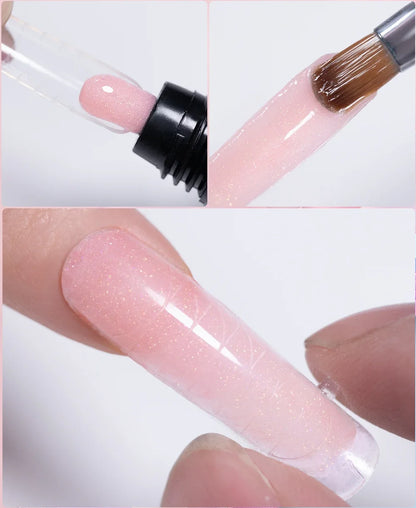 30ML Glitter Poly Nail Gel Hema Free Pink Glitter Acrylic Gel Finger Extension Nail Gel Semi-Permanent Nail Varnish For Manicure