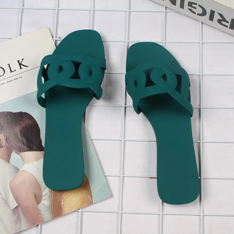 Woman Flat Slippers Candy Color Sandals