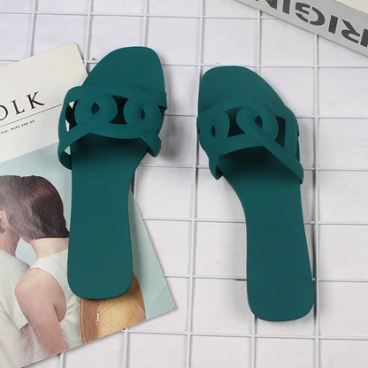 Designer mulher chinelos planos sandálias de cor doce casual chinelos de fundo verão sandálias femininas novos sapatos para mulher