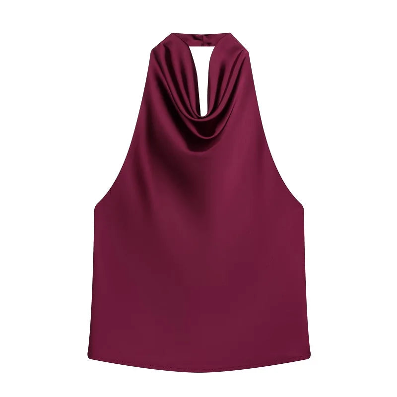 Styledora Satin Halter Top