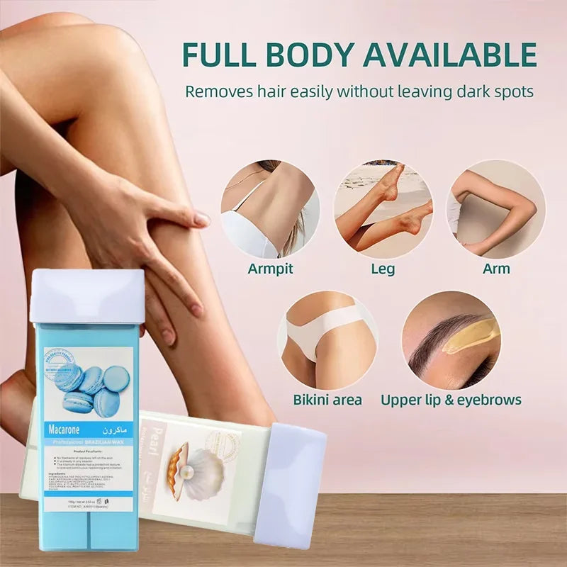 Rose Wax Roll-On Refills-Painless Hair Removal Cartridge for Bikini/Body, Hypoallergenic & 100% Natural Formula,Hair Removal Kit