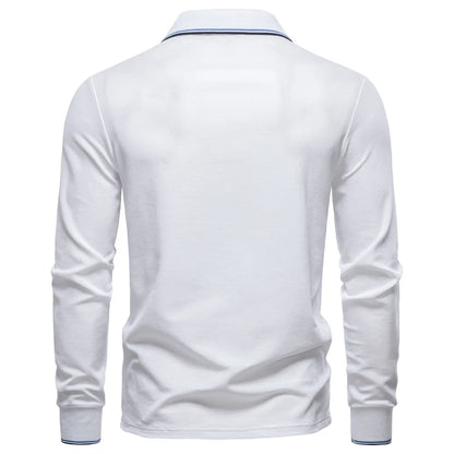 2025 Autumn New Men's Deer Embroidery Cotton Rich Blend Breathable Polo Shirts Long Sleeve Social Business Golf Polo Shirts Male