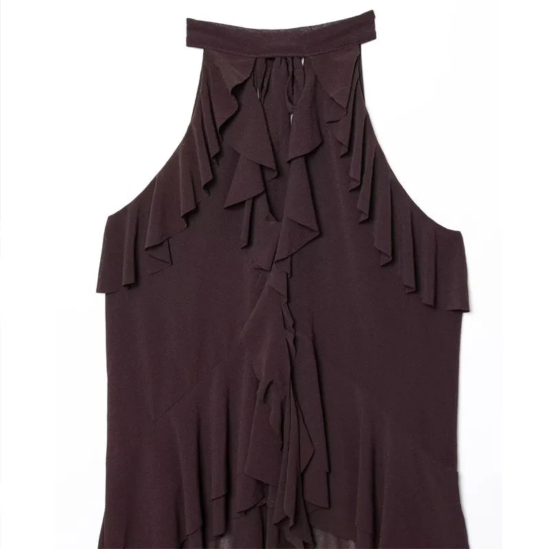 Y2k Top Women Summer Tank Crop Top Female Sleeveless Sexy Pleated Top Street Style Casual Korean Clothing Brown Cute Party top