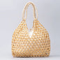 Handmade Woven Beaded Handbag For Women Exquisite Hollow-out Wooden Beaded Shoulder Bag Female Beach Bag