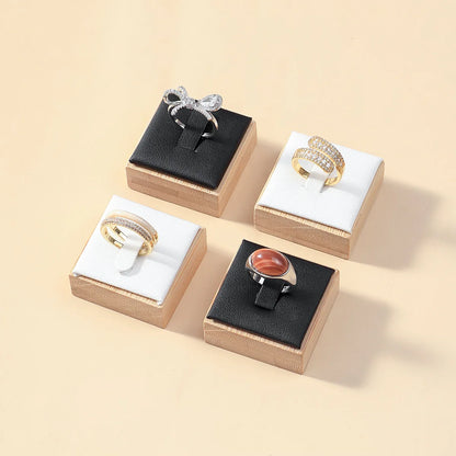 Wooden Ring Display Stand Rings Organizer Jewelry Holder Jewelry Show Props Jewelry Box Packaging Leather And Velvet Case