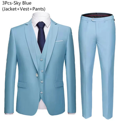 Suits For Men 3 Pieces Set Elegant Wedding  Fashion Classic Full Jackets Vest Pants Blazers Outfit 2026 Formal Costume
