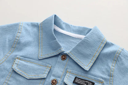 Summer Baby Boys Denim Clothes Suit Children Outfits Fashion Solid Shirt Shorts 2Pcs/Sets Toddler Casual Costume Kids Tracksuits