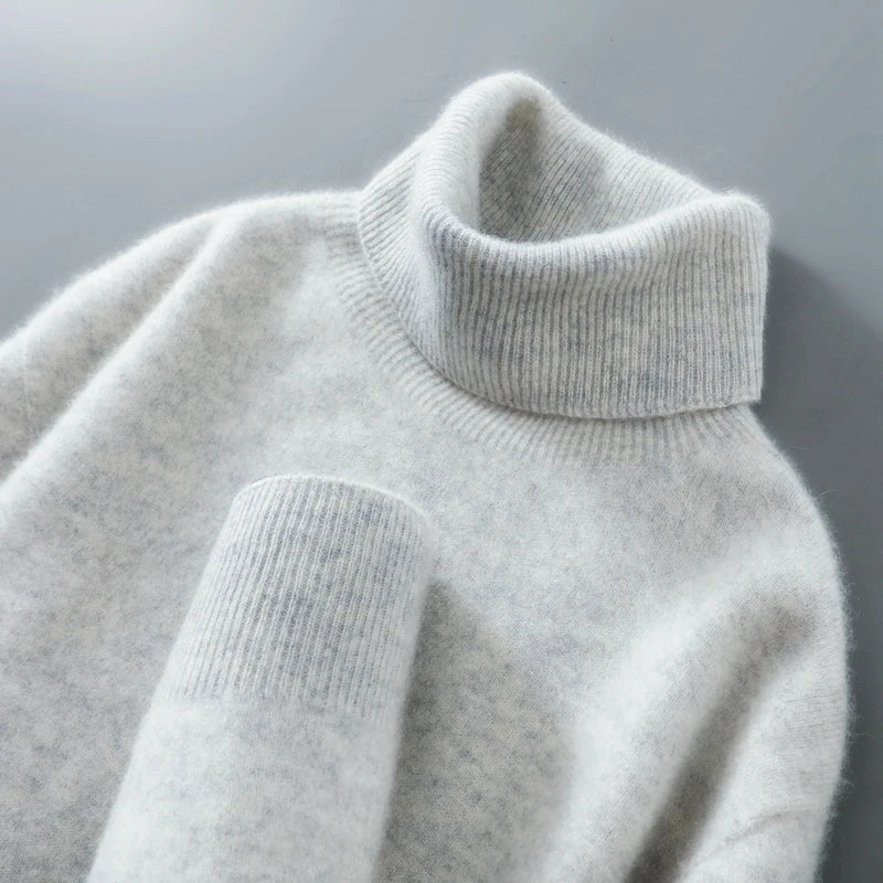 100% wool high neck sweater with pullover for men