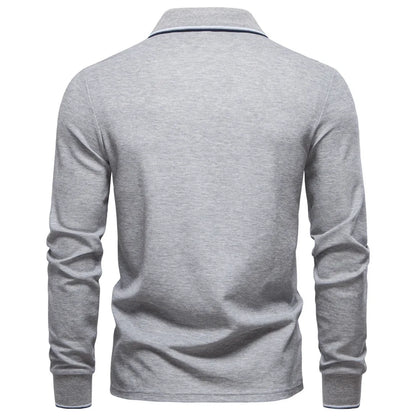 2025 Autumn New Men's Deer Embroidery Cotton Rich Blend Breathable Polo Shirts Long Sleeve Social Business Golf Polo Shirts Male