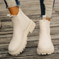 New Autumn Winter Chelsea Boots Women Platform Brown Black Beige White Ankle Boots for Women Fur Short Chunky Punk Gothic Shoes