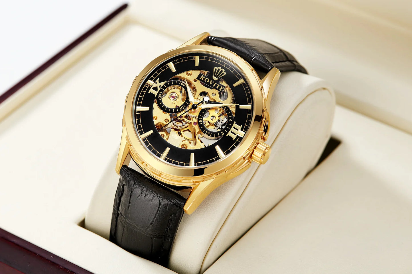 Men Automatic Watch  Stainless Steel Strap Skeleton Mechanical Watches Top Brand Luxury Pointer Watch