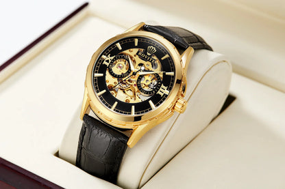 Men Automatic Watch  Stainless Steel Strap Skeleton Mechanical Watches Top Brand Luxury Pointer Watch