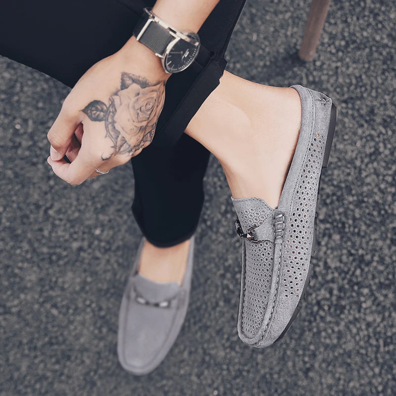 Fashion Men Leather Slippers Outdoor