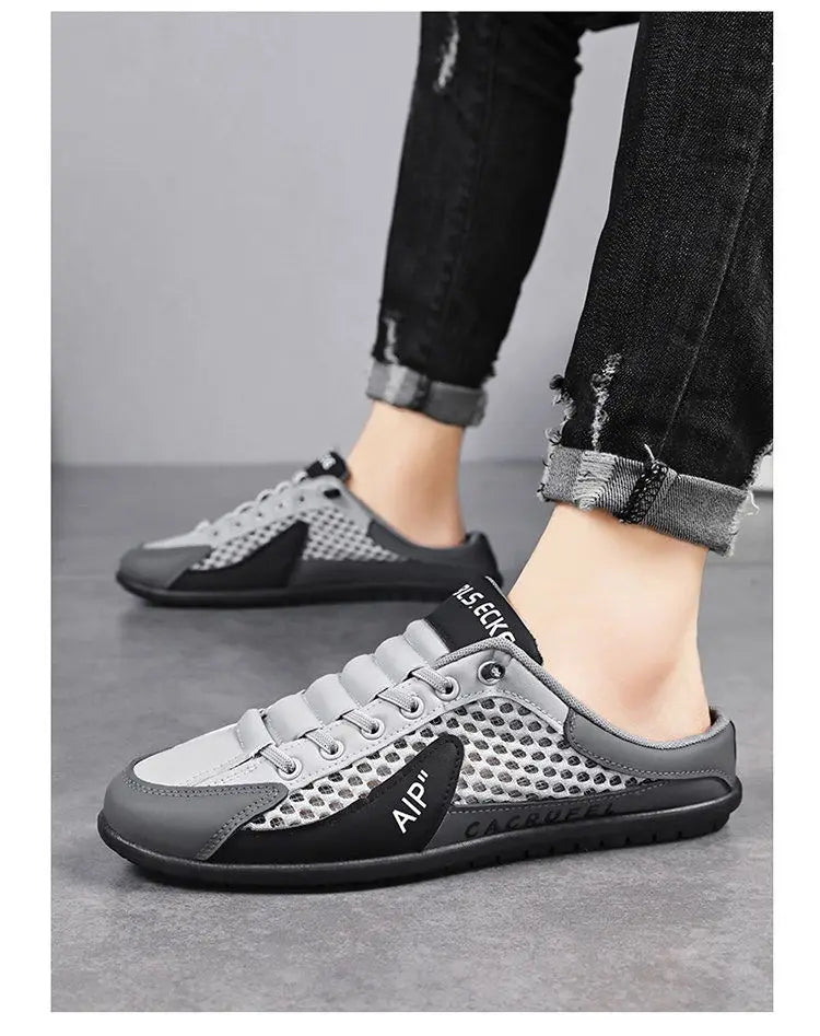 Summer Men's Mesh Slip on Half Slippers Fashion Man's