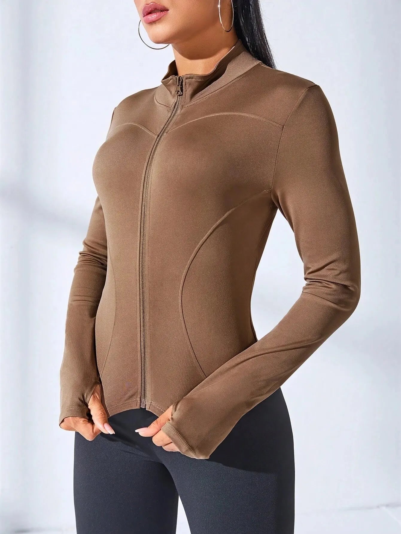 Women's Slim Fit Yoga Zip Jacket – Body Sculpting Short Sports Coat