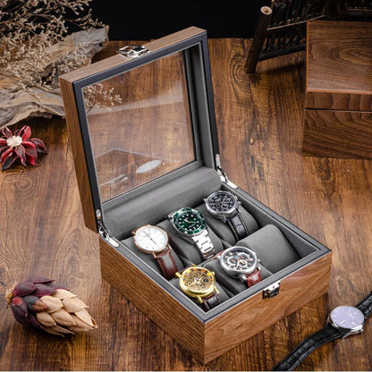 Wooden Watch Box Mens Watch Case Storage Box Travel Luxury Watches Organizer Display Collection Portable Storage Boxes Men Gift