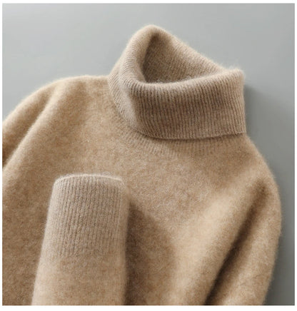 100% wool high neck sweater with pullover for men