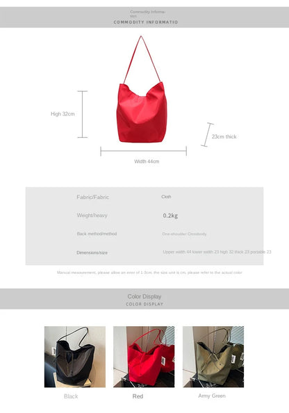Minimalist and lazy style tote shoulder bag, women's large capacity armpit bag, student class bucket bag, retro shopping bag