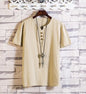 Men's Button Loose Shirts Casual Male V Neck Short Sleeve Harajuku Linen T-shirt Tops ZJFS-1901