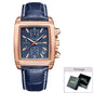 MEGIR Fashion Casual Men Chronograph Quartz Watch Top Brand Military Sport Wristwatch Man Rectangle  Leather Watches Male 2028