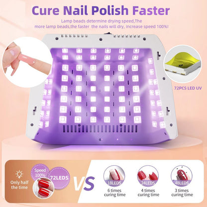 72LEDS Nail Drying Lamp For Nails Gel Polish With 4 Timer Setting HD Display Screen Auto Sensor Professional Nail Drying Machine
