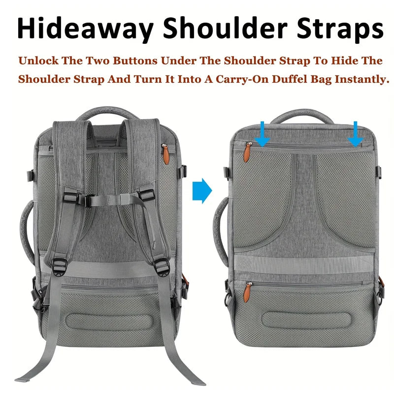 Mochila de viaje con puerto de carga USB, múltiples bolsas organizadoras y compartimento para zapatos, mochila de equipaje de gr