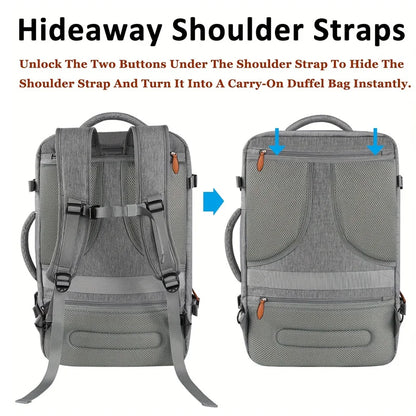 Mochila de viaje con puerto de carga USB, múltiples bolsas organizadoras y compartimento para zapatos, mochila de equipaje de gr