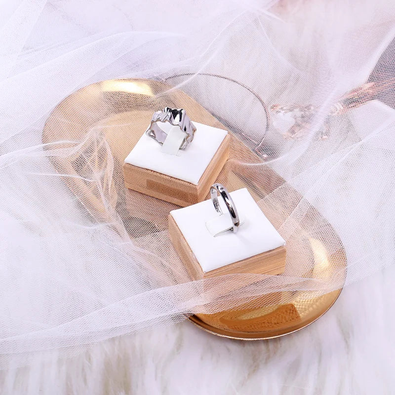 Wooden Ring Display Stand Rings Organizer Jewelry Holder Jewelry Show Props Jewelry Box Packaging Leather And Velvet Case