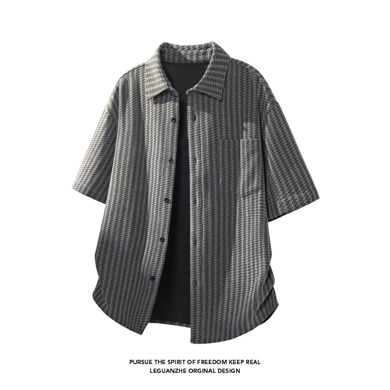 LEGIBLE Summer Shirts Men Loose Thin Cotton Short Sleeve Shirts Male Fashion Stand Solid Color 4XL 5XL