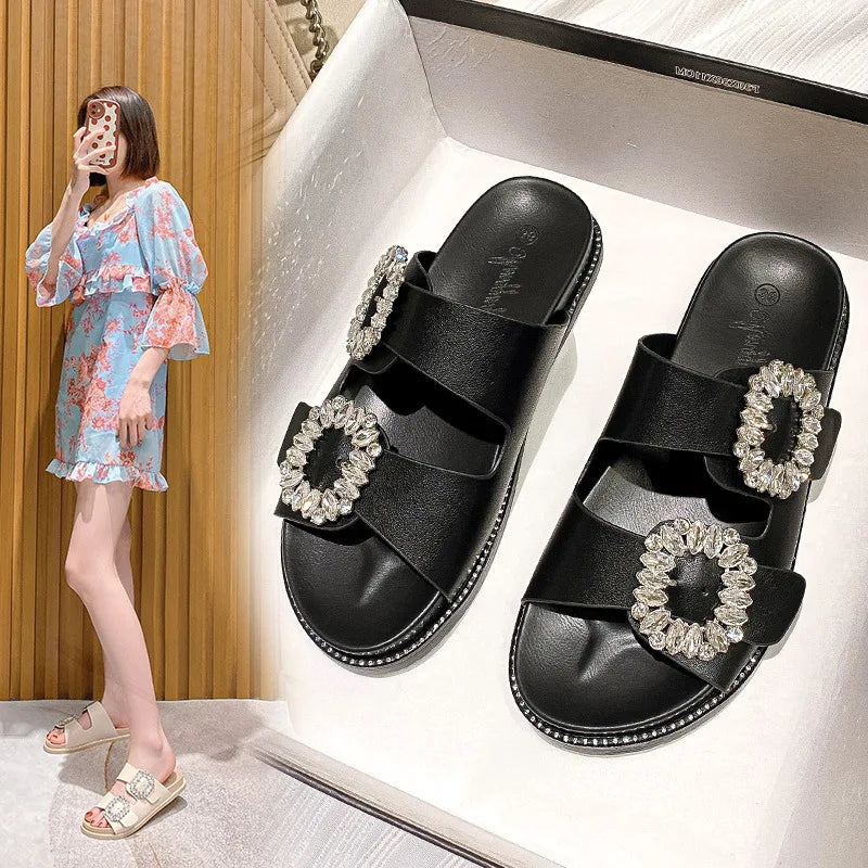 2026 Brand Rhinestone Buckle Sandals