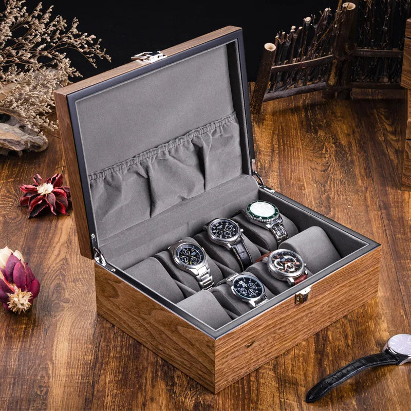 Wooden Watch Box Mens Watch Case Storage Box Travel Luxury Watches Organizer Display Collection Portable Storage Boxes Men Gift