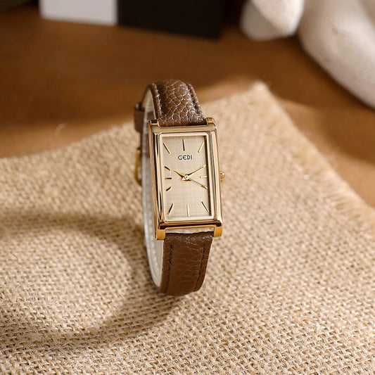 Ladies Watch Simple High-end Feel  Ankela Red Square Temperament Retro Style Waterproof belt Women's Fashion Quartz Watches