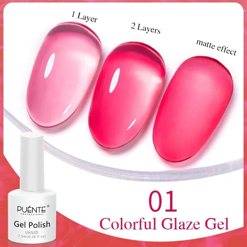 30ML Glitter Poly Nail Gel Hema Free Pink Glitter Acrylic Gel Finger Extension Nail Gel Semi-Permanent Nail Varnish For Manicure