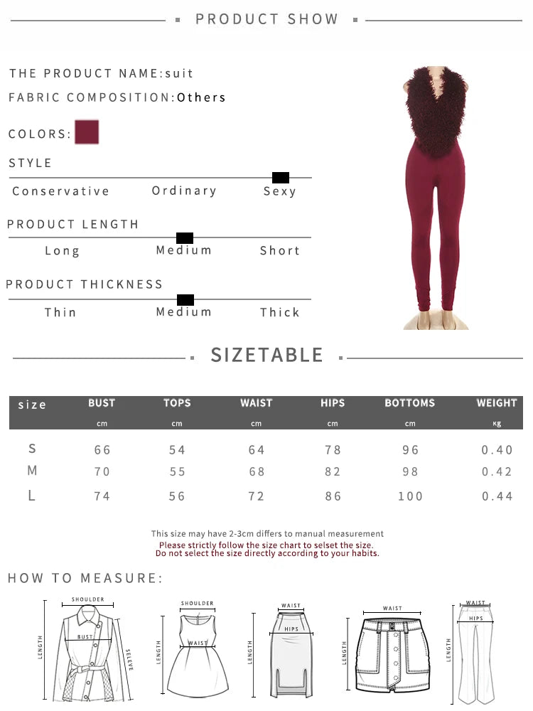 Nibber Hipster 2-Piece Set Women Plush Tassel Lace-Up Halter v-Neck Backless Vest+High Elasticity Trouser Sexy Midnight Suits
