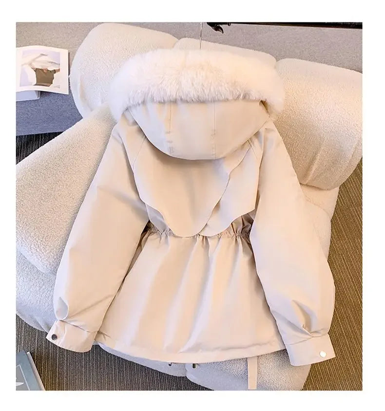 Detachable Pai Overcomes Women's Winter 2026 New Casual Down Cotton Thicken Hooded Coat Female loose Warm Wool Overcoat