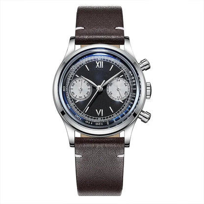 ADDIESDIVE 38mm Chronograph Quartz Watch 60min Business 100m Diving Men's Leather Watches Bubble Dome Mirror Retro Wristwatches