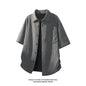 LEGIBLE Summer Shirts Men Loose Thin Cotton Short Sleeve Shirts Male Fashion Stand Solid Color 4XL 5XL