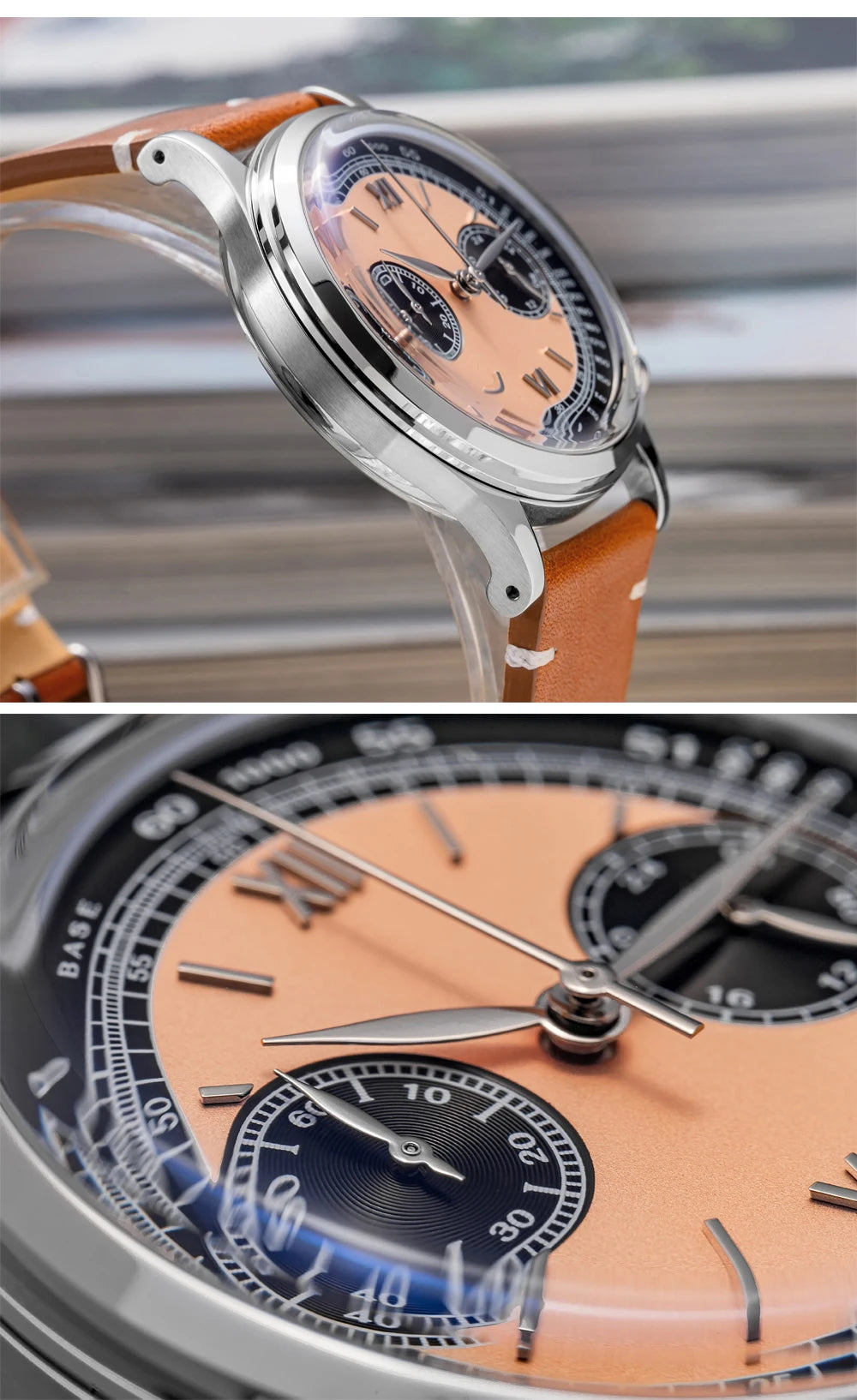 ADDIESDIVE 38mm Chronograph Quartz Watch 60min Business 100m Diving Men's Leather Watches Bubble Dome Mirror Retro Wristwatches